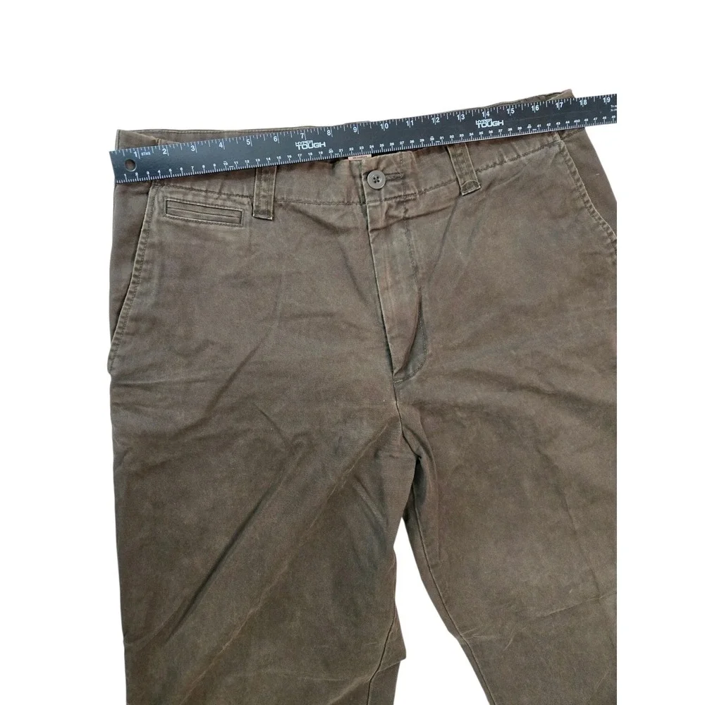 Merona Pants 36x32 Mens Brown Chino Flannel Lined Slim Tapered Flat Front Casual